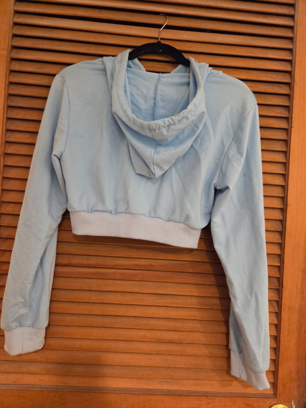 Light blue crop zip front hoodie